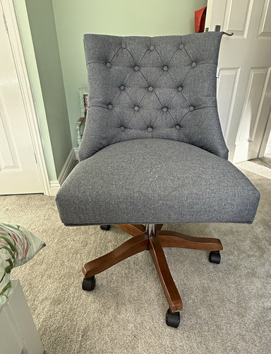 Grey fabric upholstered tufted - fabric,