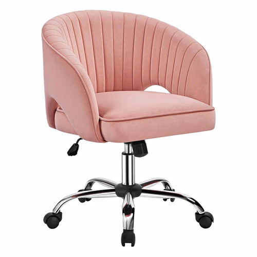 Pink velvet swivel office - pink,